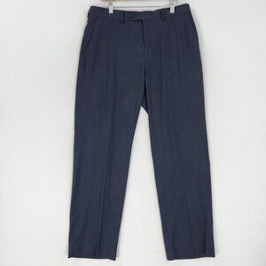 Michael Kors Pants Men 34X32 Blue Flat Front Straight Leg Classic Trouser Career